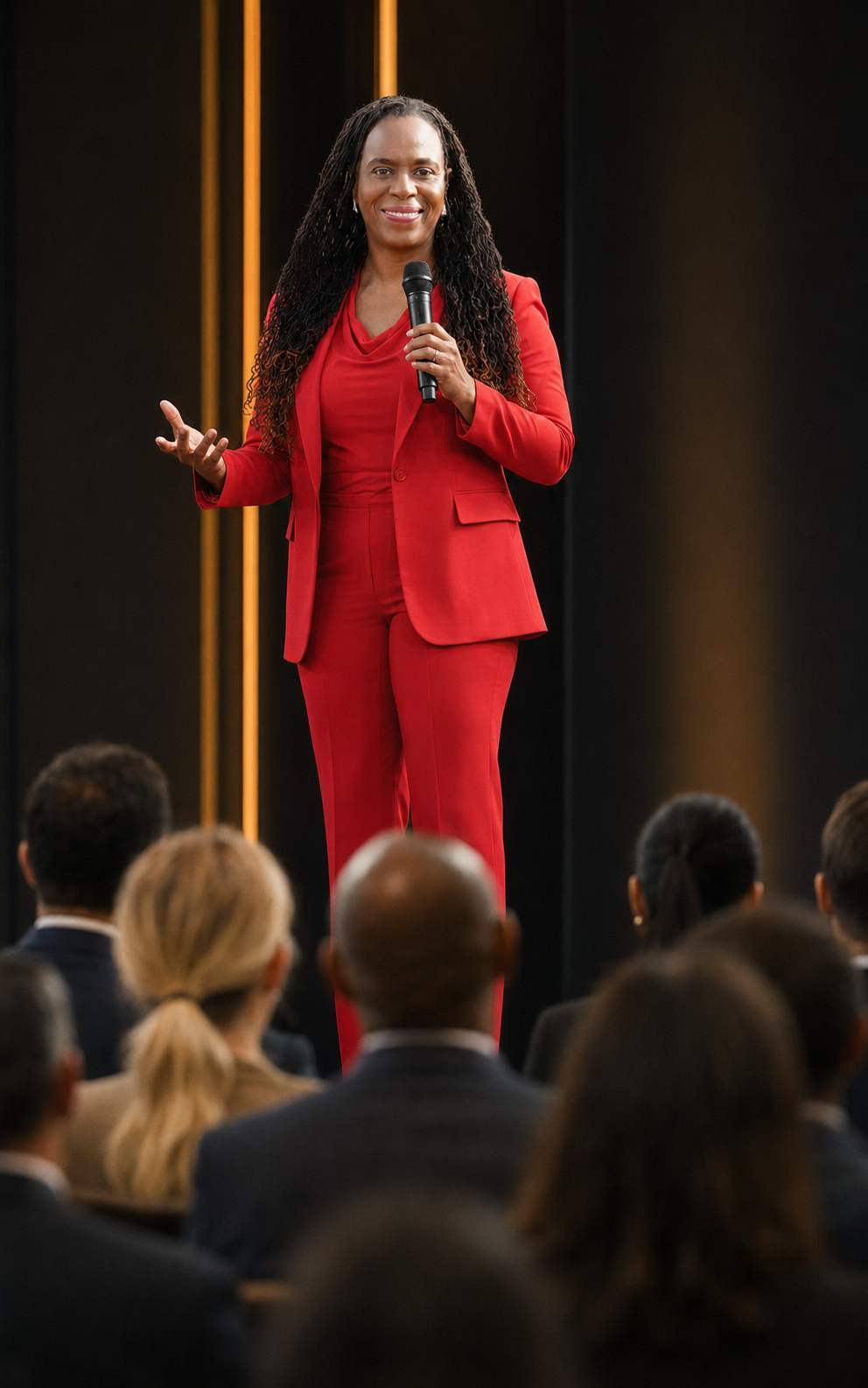 Francine Beleyi speaking to an audience